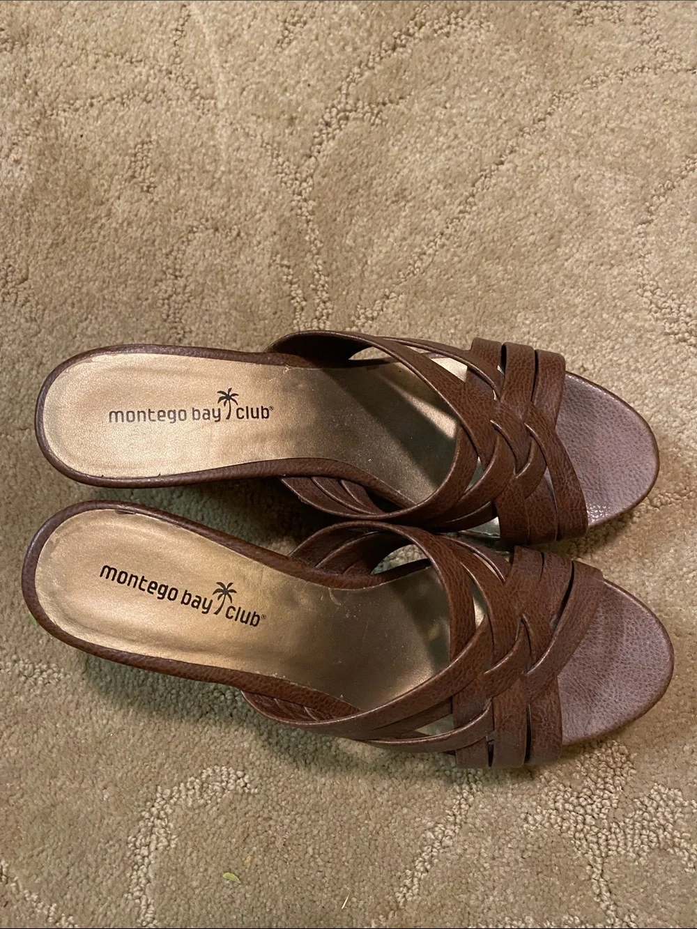 Montego Bay Club Brown Crisscross Wedge Sandals-8 Summer Academia Fall Beach